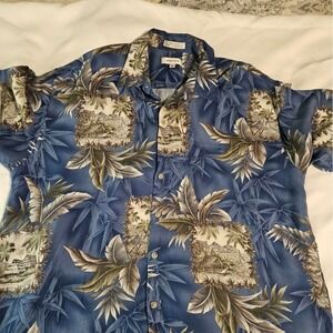 Pierre Cardin Blue Tropical Print Shirt
